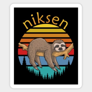 Niksen Dutch Concept Of Doing Nothing - Retro Sunset Sloth Sticker